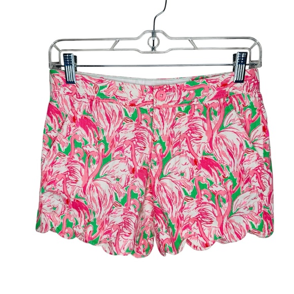 Lilly Pulitzer Pants - Lilly Pulitzer Buttercup Shorts Scallop Hem Pockets Pink Green Size 000